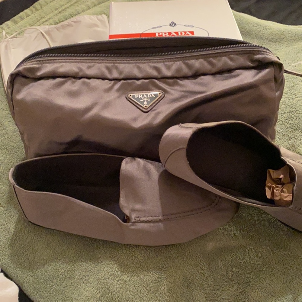 Prada travel flats with travel bag AUTHENTIC